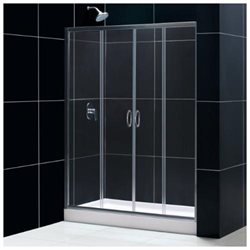 Visions Frameless Sliding Shower Door & SlimLine 34" by 60" Shower Base