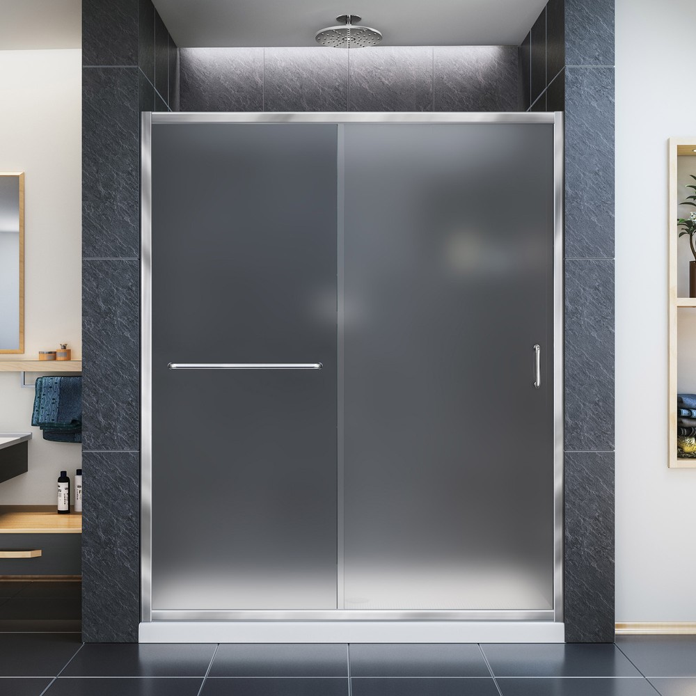 Infinity-Z Frameless Sliding Shower Door & SlimLine 36" by 48" Shower Base