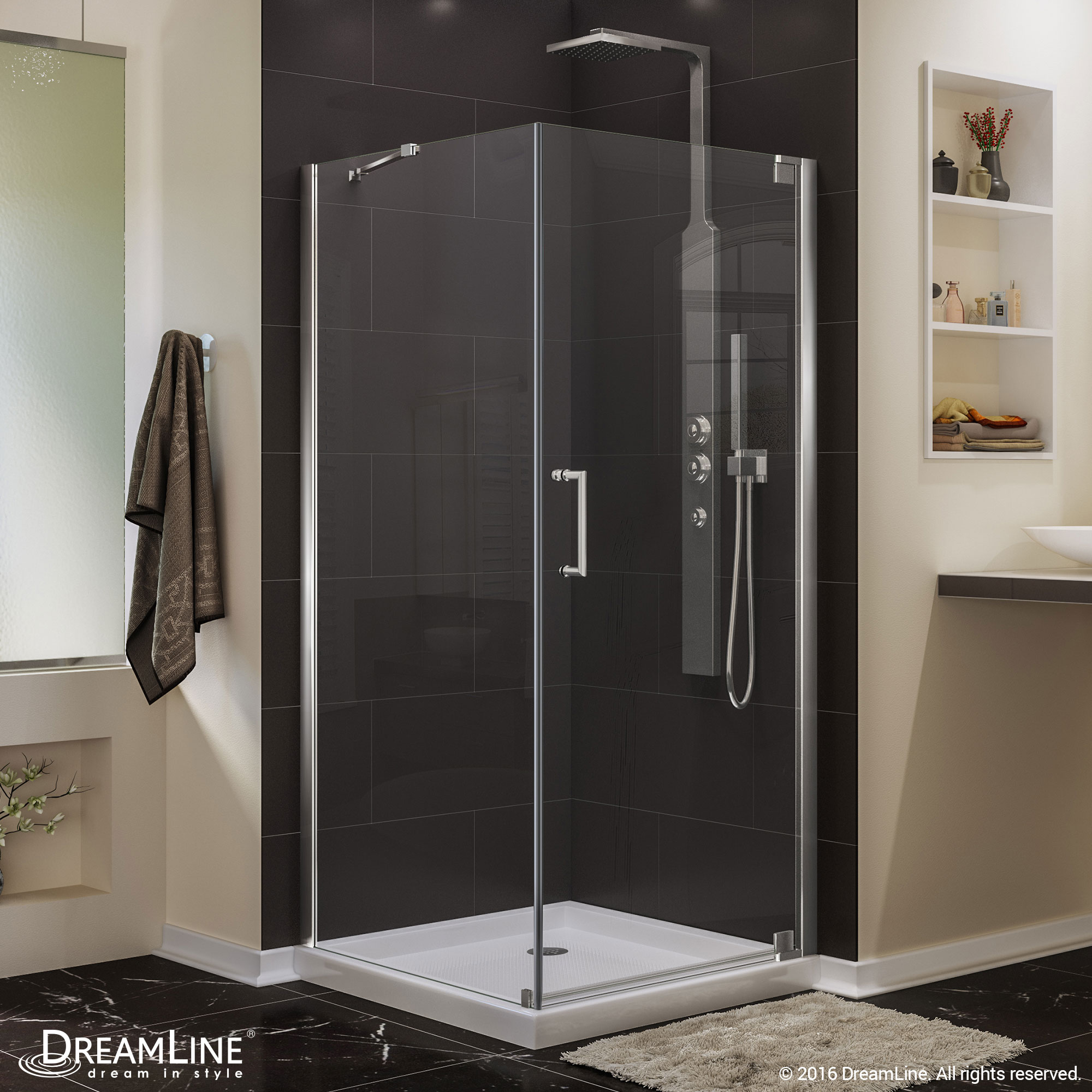 Elegance 32-1/4 to 34-1/4 in. W x 72 in. H Pivot Shower Door, Oil Rubbed Bronze