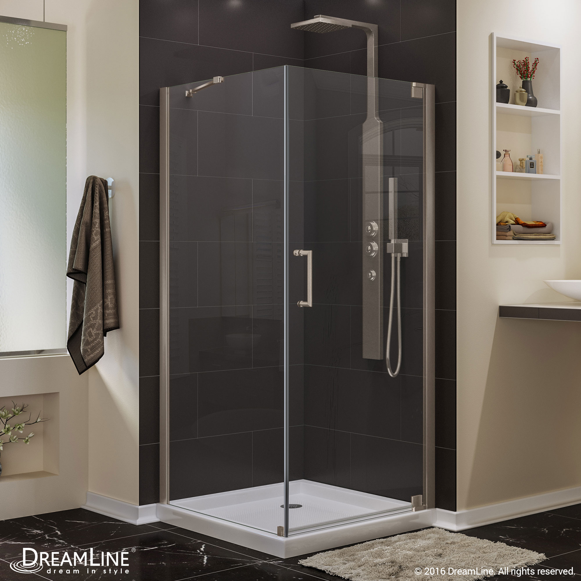 Elegance 34 to 36 in. W x 72 in. H Pivot Shower Door, Oil Rubbed Bronze Finish