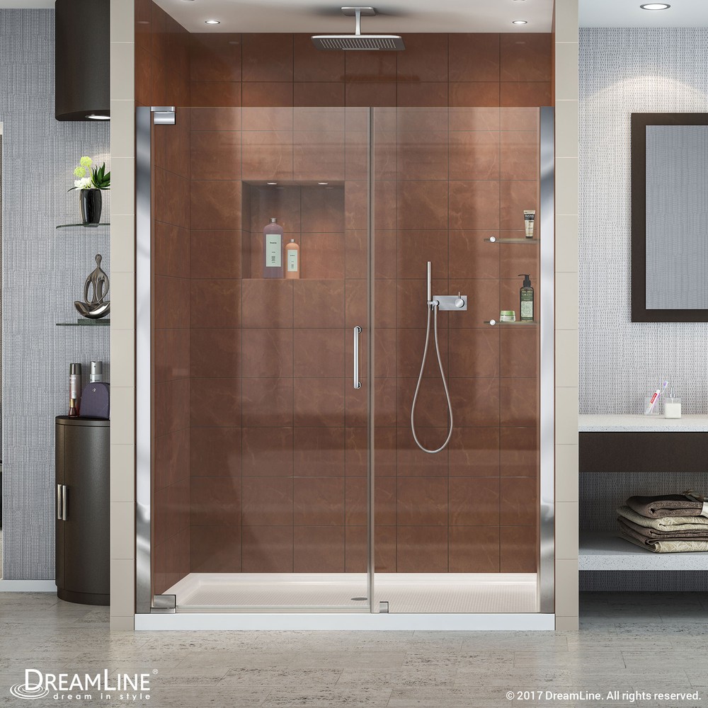 Elegance 59-3/4 to 61-3/4 in. W x 72 in. H Pivot Shower Door, Oil Rubbed Bronze