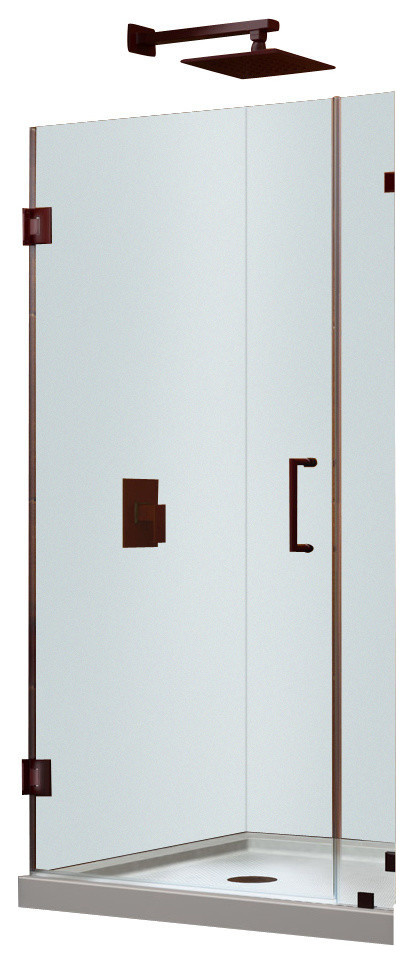 UnidoorLux 29 in. W x 72 in. H Hinged Shower Door, Oil Rubbed Bronze Finish