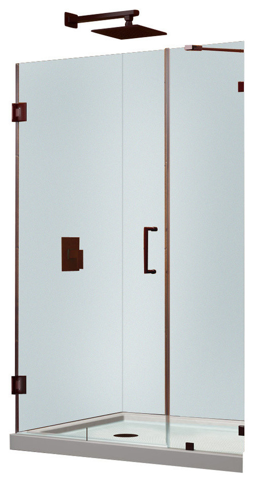 UnidoorLux 38 in. W x 72 in. H Hinged Shower Door, Oil Rubbed Bronze Finish