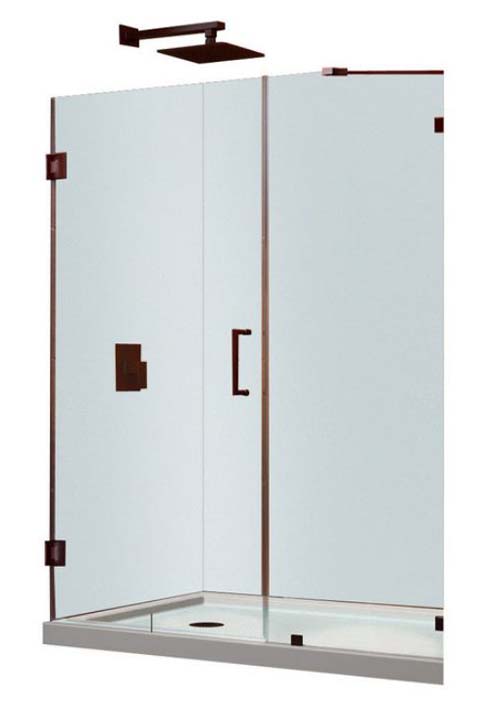 UnidoorLux 46 in. W x 72 in. H Hinged Shower Door, Oil Rubbed Bronze Finish