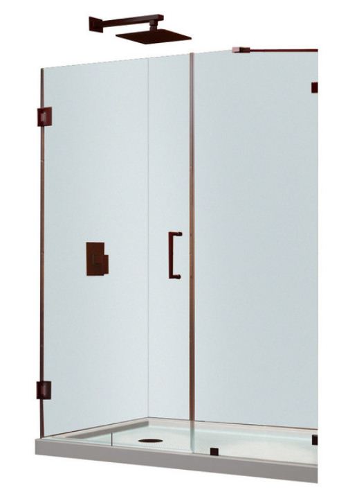 UnidoorLux 55 in. W x 72 in. H Hinged Shower Door, Oil Rubbed Bronze Finish