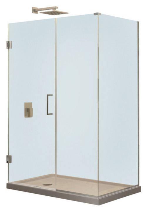 Unidoor Plus 29" x 30-3/8" x 72" Hinged Shower Enclosure, Brushed Nickel