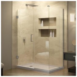 Unidoor Plus 29-1/2" x 30-3/8" x 72" Hinged Shower Enclosure, Brushed Nickel