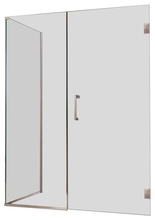 Unidoor Plus 29-1/2" x 34-3/8" x 72" Hinged Shower Enclosure, Brushed Nickel