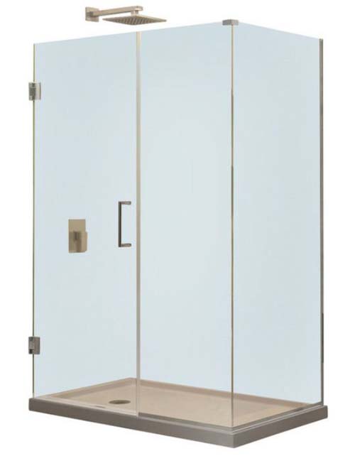 Unidoor Plus 33" x 30-3/8" x 72" Hinged Shower Enclosure, Brushed Nickel