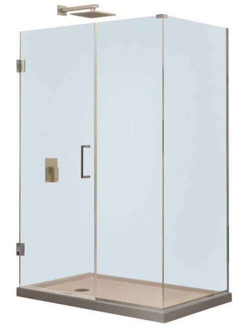 Unidoor Plus 34" x 30-3/8" x 72" Hinged Shower Enclosure, Brushed Nickel