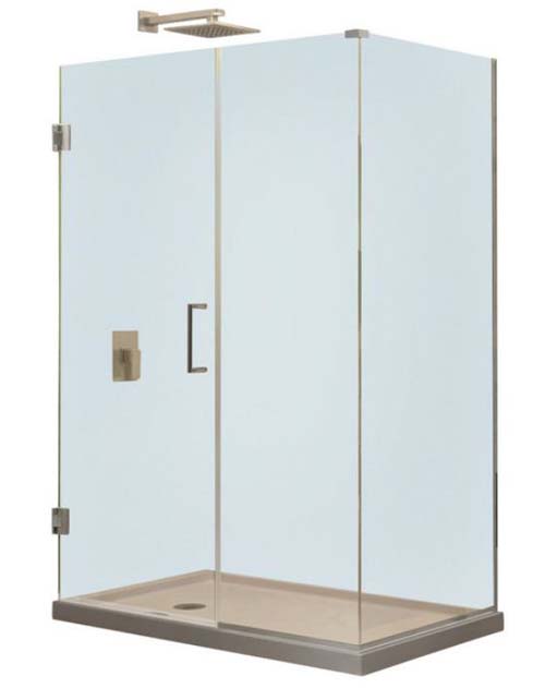 Unidoor Plus 35" x 30-3/8" x 72" Hinged Shower Enclosure, Brushed Nickel