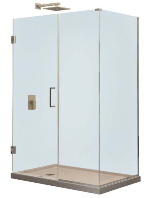 Unidoor Plus 36" x 30-3/8" x 72" Hinged Shower Enclosure, Brushed Nickel