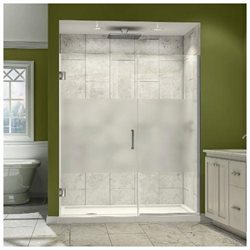 DreamLine Unidoor Plus 51-51 1/2 in. W x 72 in. H Frameless Hinged Shower Door, Frosted Band, Chrome