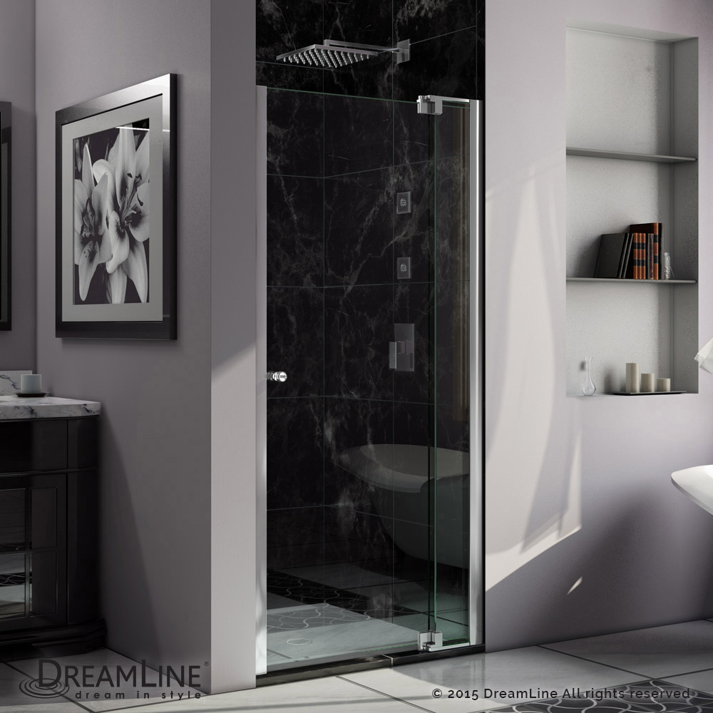 DreamLine Allure 35-36 in. W x 73 in. H Frameless Pivot Shower Door in Chrome