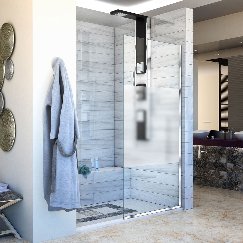 DreamLine Linea Single Panel Frameless Shower Screen 30 in. W x 72 in. H, Open Entry Design in Oil Rubbed Bronze