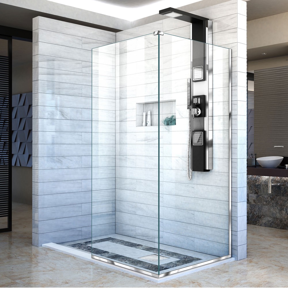 DreamLine Linea Single Panel Frameless Shower Screen 34 in. W x 72 in. H, Open Entry Design in Oil Rubbed Bronze