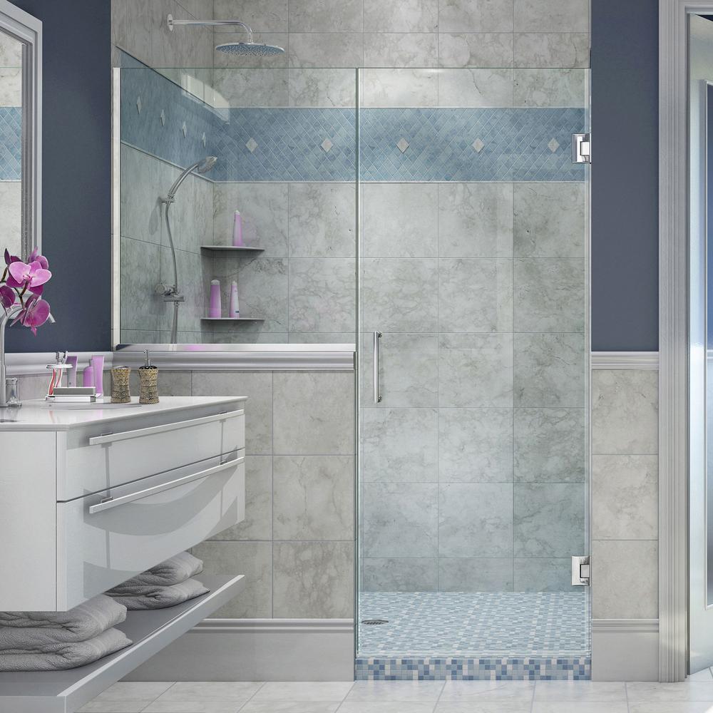 DreamLine Unidoor Plus 47-47 1/2 in. W x 72 in. H Hinged Shower Door with 36 in. Half Panel, Clear Glass, Chrome