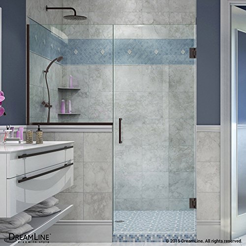 DreamLine Unidoor Plus 57-57 1/2 in. W x 72 in. H Hinged Shower Door with 34 in. Half Panel, Clear Glass, Oil Rubbed Bronze