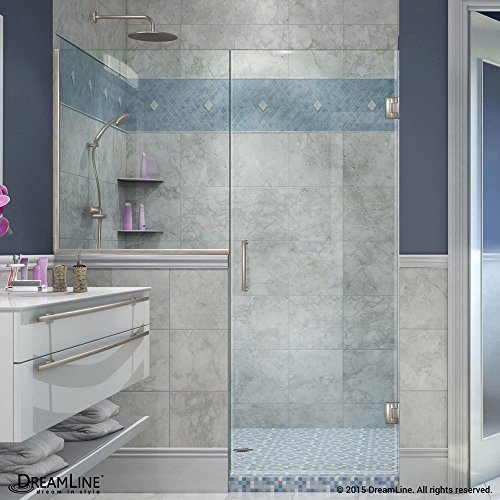 DreamLine Unidoor Plus 59-59 1/2 in. W x 72 in. H Hinged Shower Door with 36 in. Half Panel, Clear Glass, Brushed Nickel