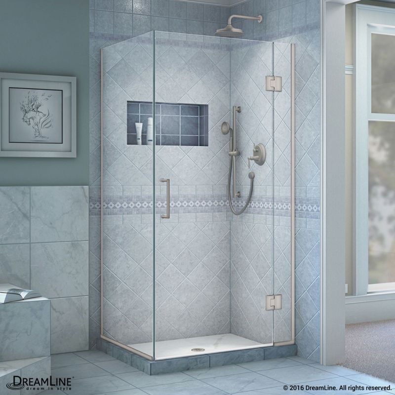 DreamLine Unidoor-X 30 3/8 in. W x 34 in. D x 72 in. H Frameless Hinged Shower Enclosure in Brushed Nickel