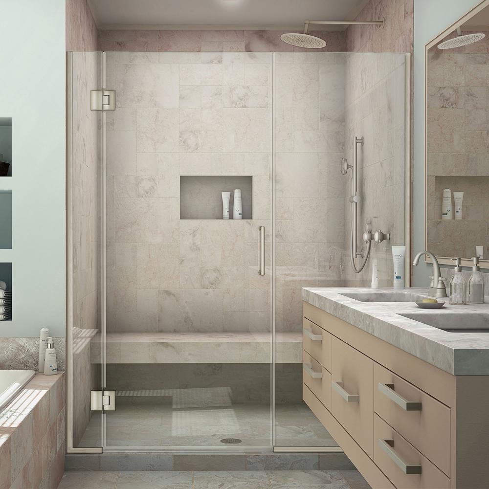 DreamLine Unidoor-X 66-66 1/2 in. W x 72 in. H Frameless Hinged Shower Door in Brushed Nickel