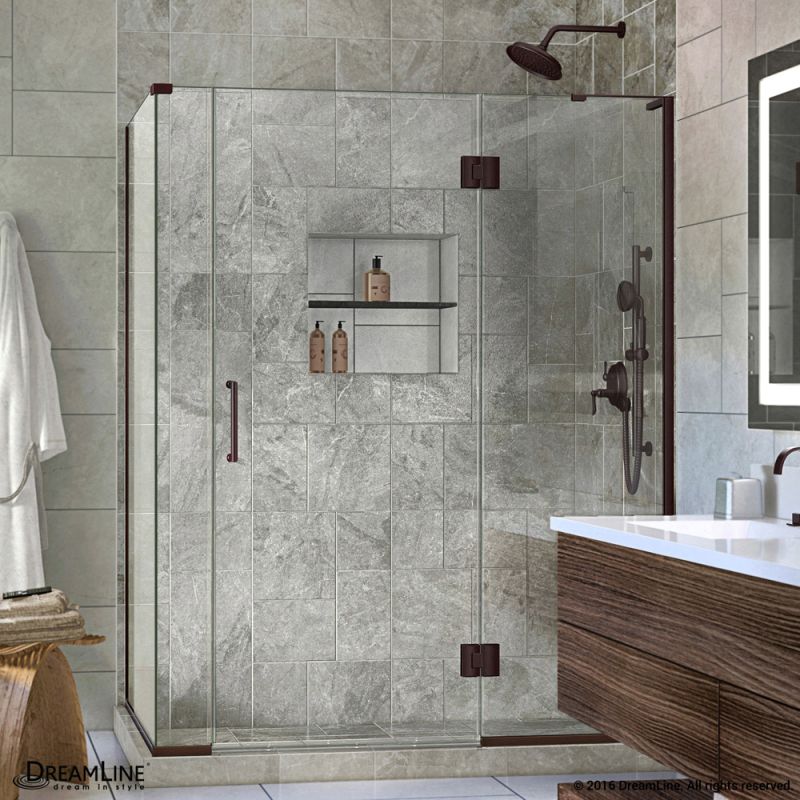 DreamLine Unidoor-X 58 1/2 in. W x 34 3/8 in. D x 72 in. H Frameless Hinged Shower Enclosure in Oil Rubbed Bronze