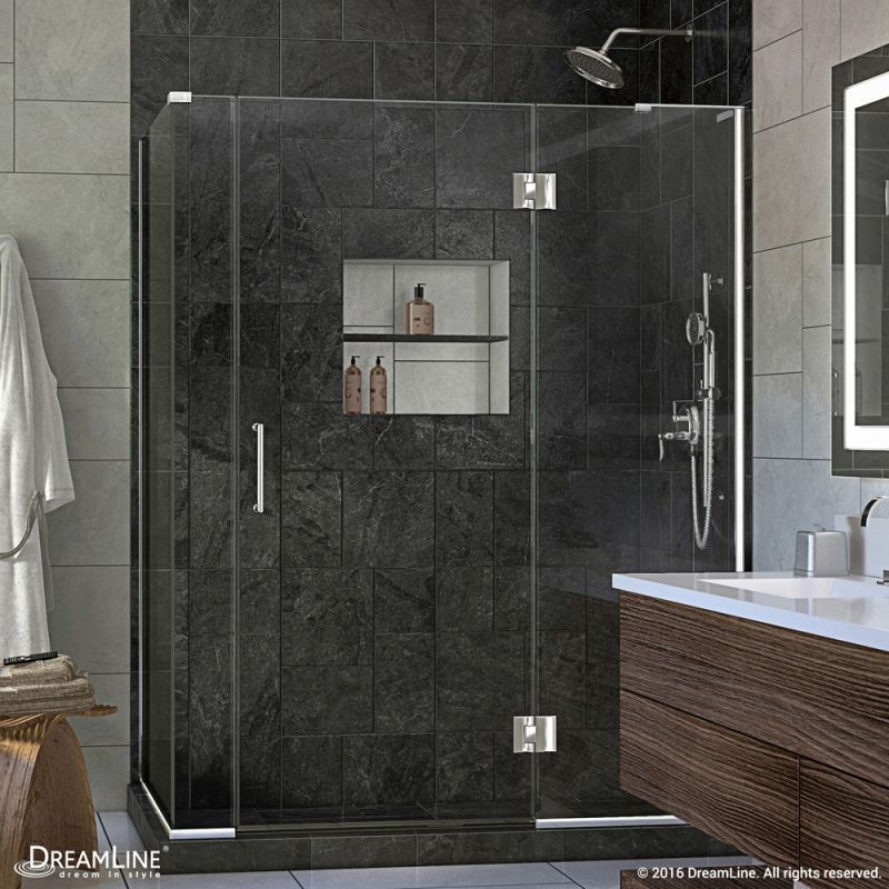 DreamLine Unidoor-X 59 1/2 in. W x 34 3/8 in. D x 72 in. H Frameless Hinged Shower Enclosure in Chrome