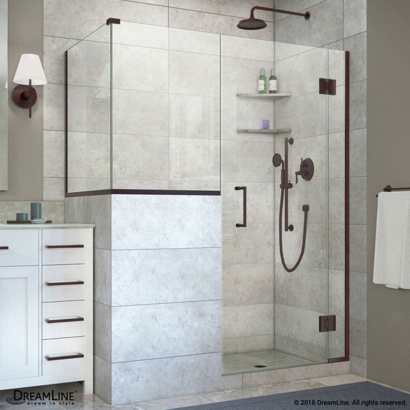 DreamLine Unidoor-X 57 in. W x 30 3/8 in. D x 72 in. H Frameless Hinged Shower Enclosure in Oil Rubbed Bronze