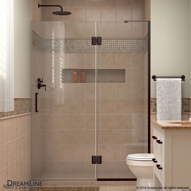 DreamLine Unidoor-X 49 in. W x 72 in. H Frameless Hinged Shower Door in Oil Rubbed Bronze