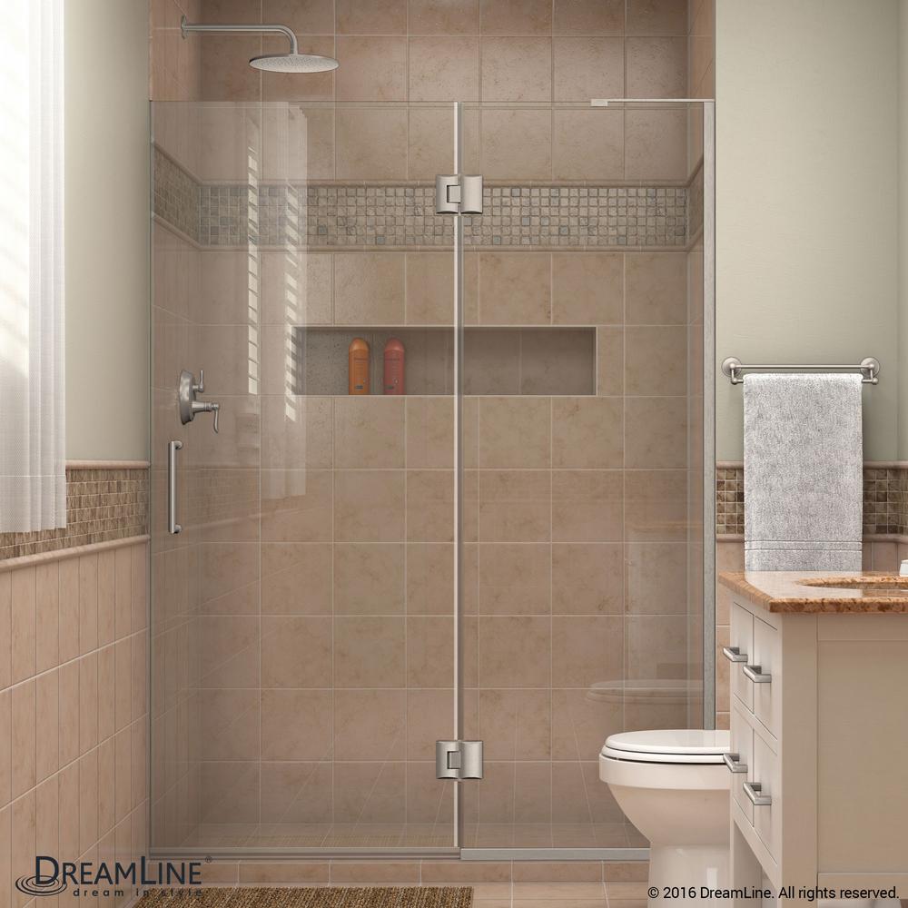 DreamLine Unidoor-X 52 in. W x 72 in. H Frameless Hinged Shower Door in Brushed Nickel