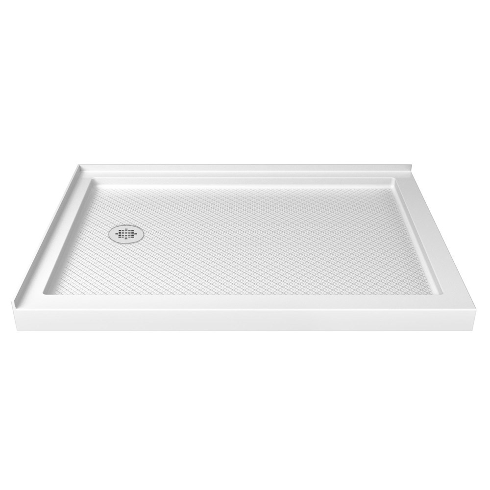 DreamLine SlimLine 34 in. D x 48 in. W x 2 3/4 in. H Right Drain Double Threshold Shower Base in Black