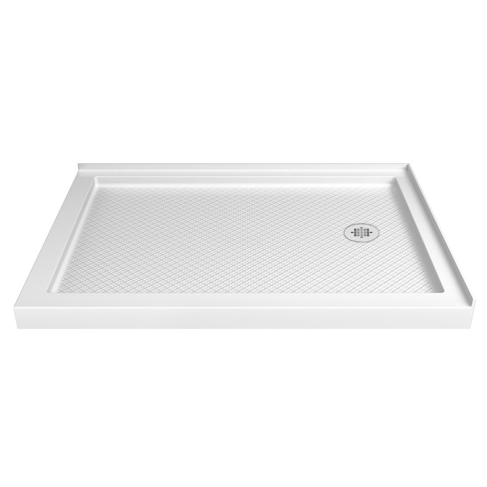 DreamLine SlimLine 36 in. D x 48 in. W x 2 3/4 in. H Left Drain Double Threshold Shower Base in Black