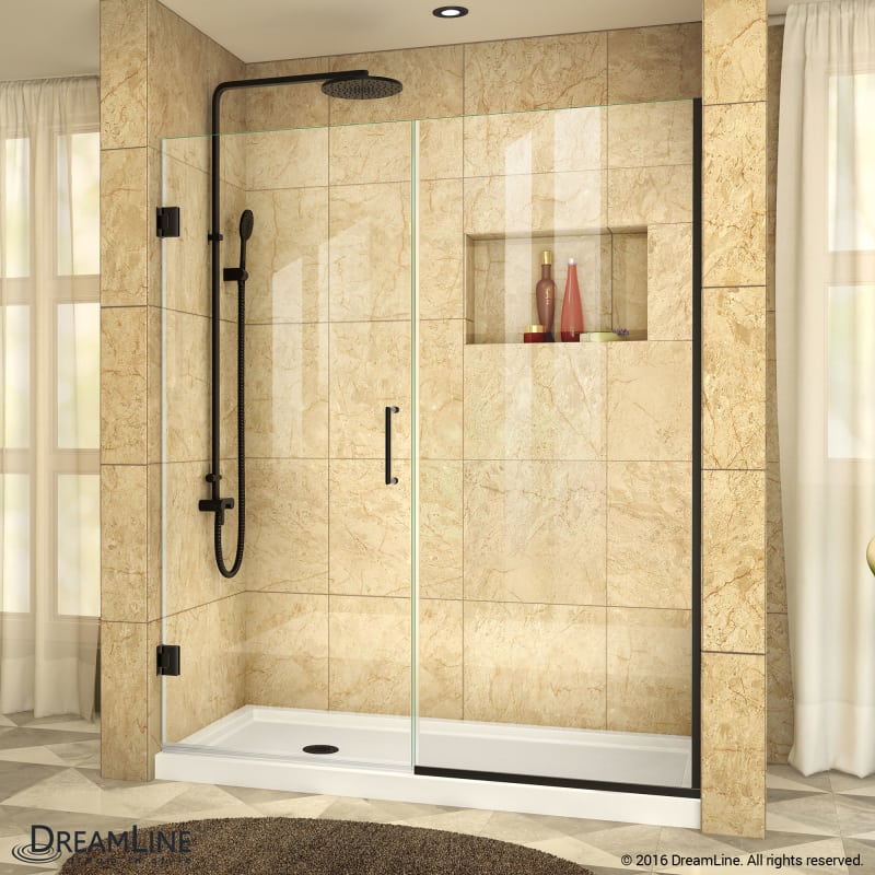 DreamLine Unidoor Plus 39 1/2 - 40 in. W x 72 in. H Frameless Hinged Shower Door, Clear Glass, Satin Black