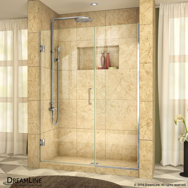 DreamLine Unidoor Plus 52 1/2 - 53 in. W x 72 in. H Frameless Hinged Shower Door, Clear Glass, Satin Black