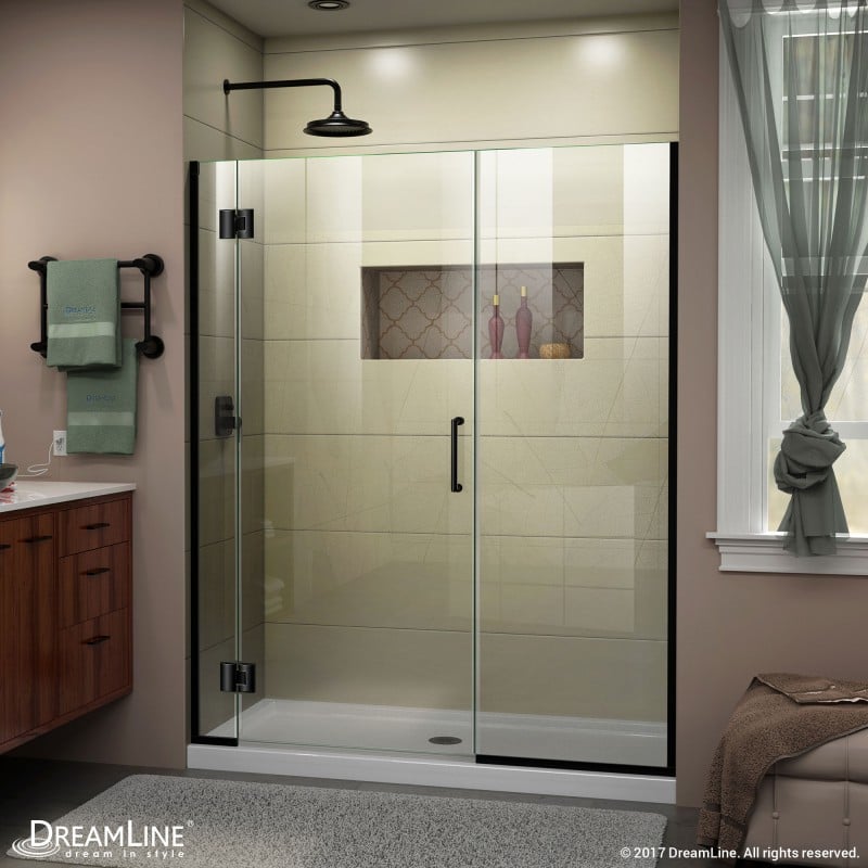 DreamLine Unidoor-X 46 1/2-47 in. W x 72 in. H Frameless Hinged Shower Door in Satin Black