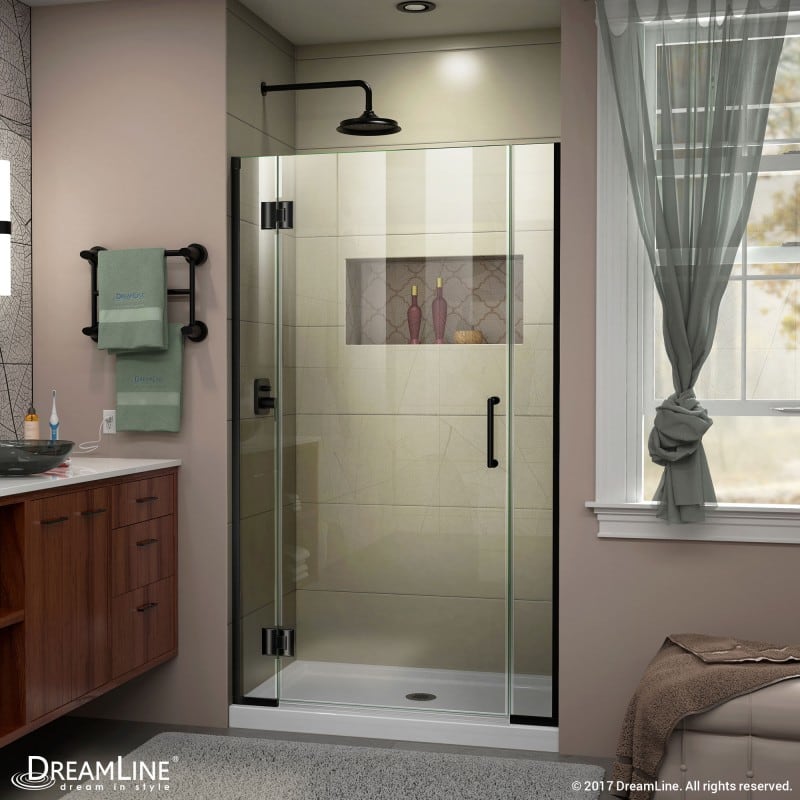 DreamLine Unidoor-X 39 1/2-40 in. W x 72 in. H Frameless Hinged Shower Door in Satin Black