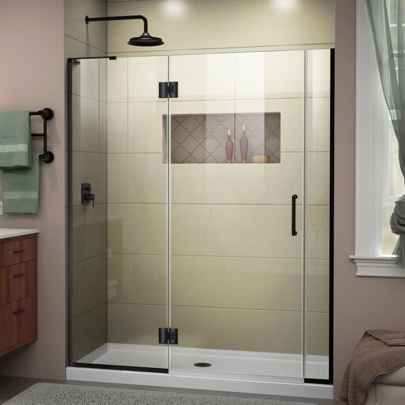 DreamLine Unidoor-X 53 1/2-54 in. W x 72 in. H Frameless Hinged Shower Door in Satin Black