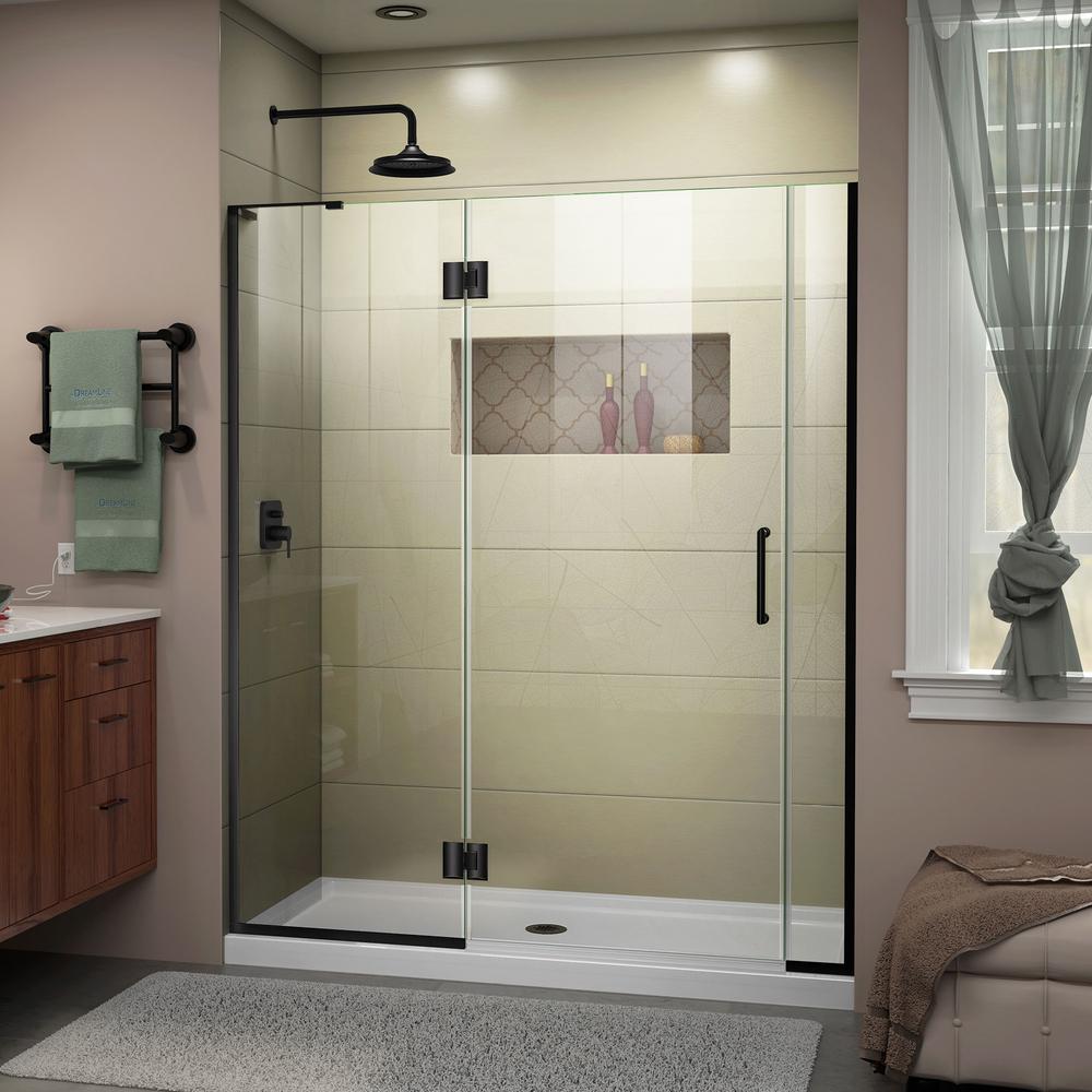 DreamLine Unidoor-X 62-62 1/2 in. W x 72 in. H Frameless Hinged Shower Door in Satin Black