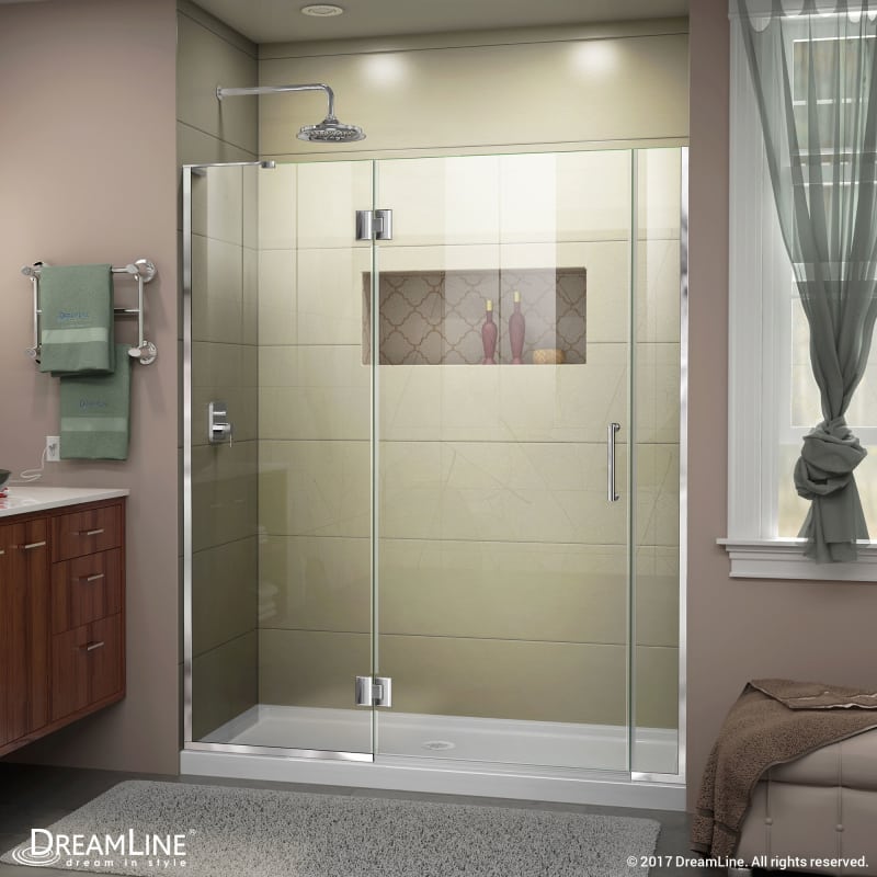 DreamLine Unidoor-X 57 1/2-58 in. W x 72 in. H Frameless Hinged Shower Door in Satin Black