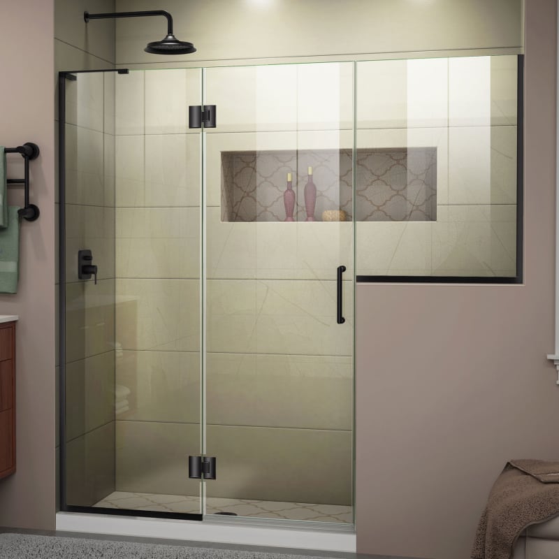 DreamLine Unidoor-X 71-71 1/2 in. W x 72 in. H Frameless Hinged Shower Door in Satin Black