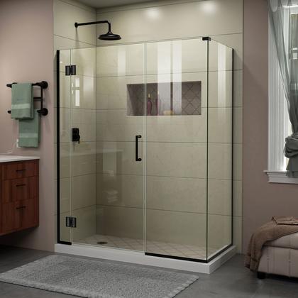 DreamLine Unidoor-X 35 1/2 in. W x 34 3/8 in. D x 72 in. H Frameless Hinged Shower Enclosure in Satin Black