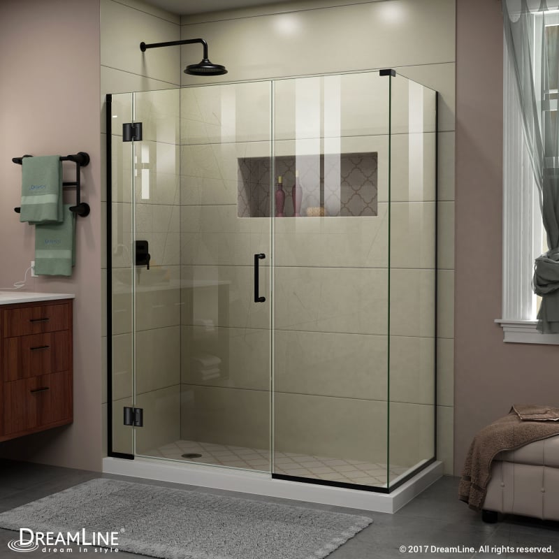 DreamLine Unidoor-X 59 in. W x 30 3/8 in. D x 72 in. H Hinged Shower Enclosure in Satin Black