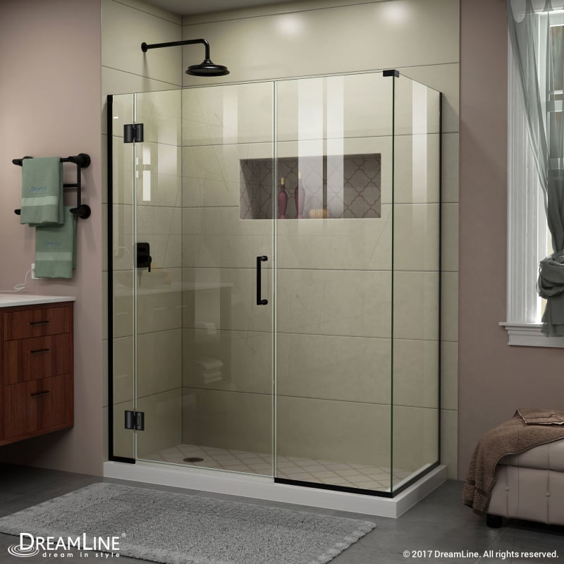 DreamLine Unidoor-X 46 in. W x 34 3/8 in. D x 72 in. H Hinged Shower Enclosure in Satin Black