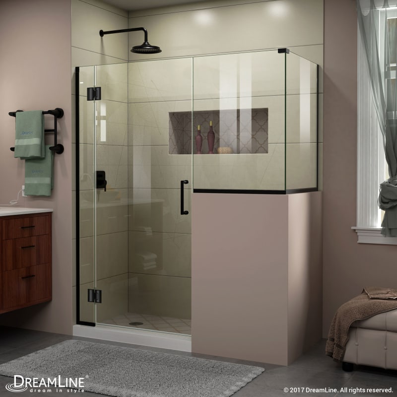 DreamLine Unidoor-X 57 in. W x 36 3/8 in. D x 72 in. H Hinged Shower Enclosure in Satin Black