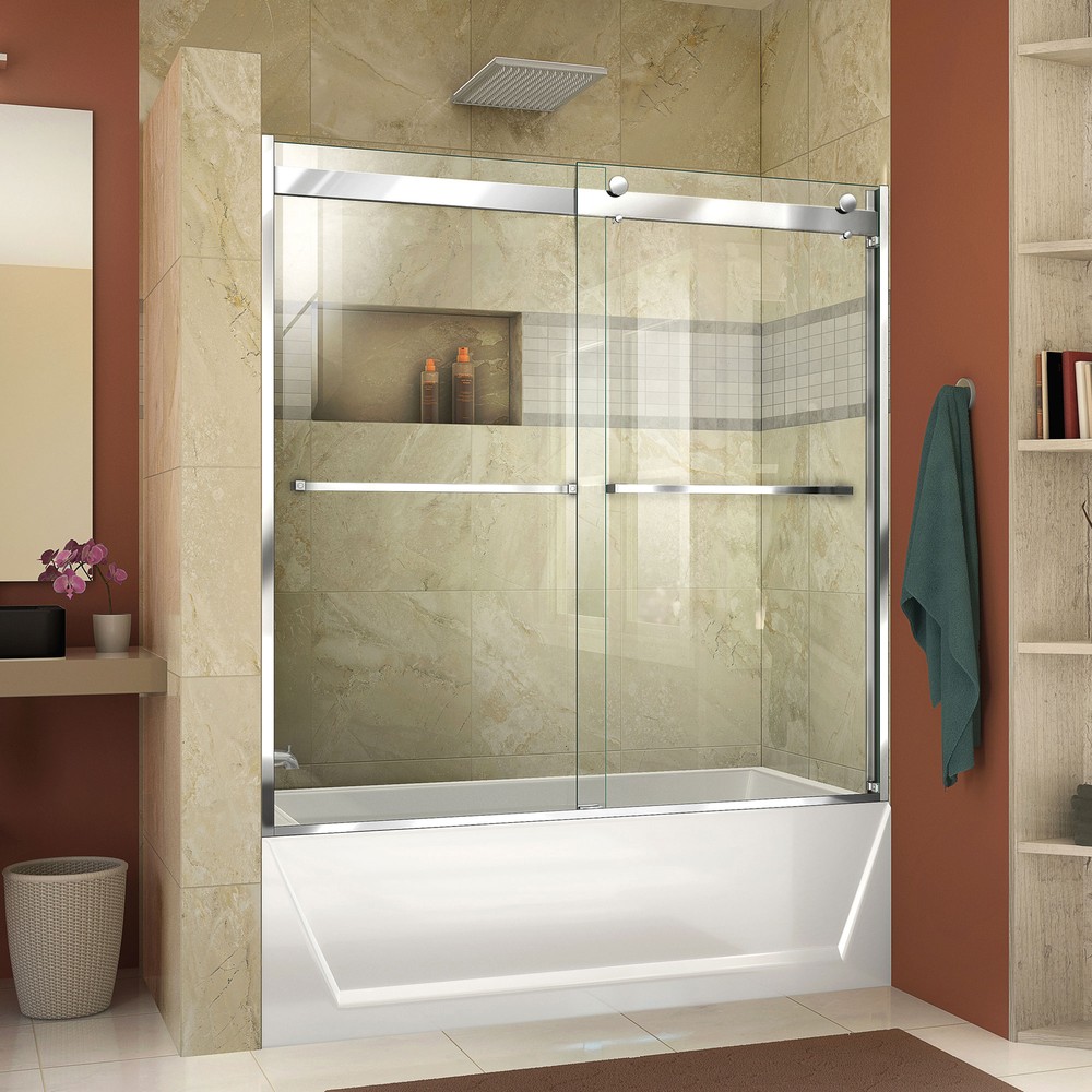 DreamLine Essence-H 56-60 in. W x 76 in. H Frameless Bypass Shower Door in Brushed Nickel