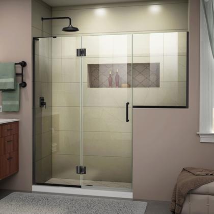 DreamLine Unidoor-X 59-59 1/2 in. W x 72 in. H Frameless Hinged Shower Door in Satin Black