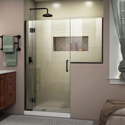 DreamLine Unidoor-X 53-53 1/2 in. W x 72 in. H Frameless Hinged Shower Door in Satin Black