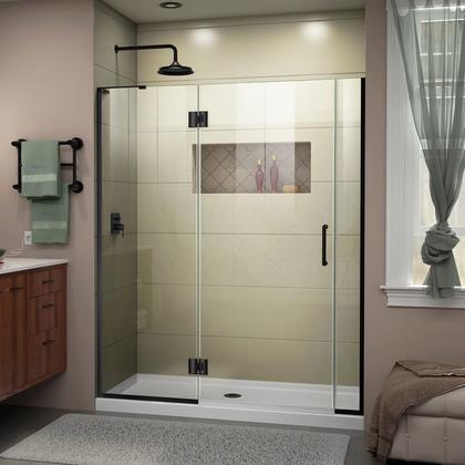 DreamLine Unidoor-X 57-57 1/2 in. W x 72 in. H Frameless Hinged Shower Door in Satin Black