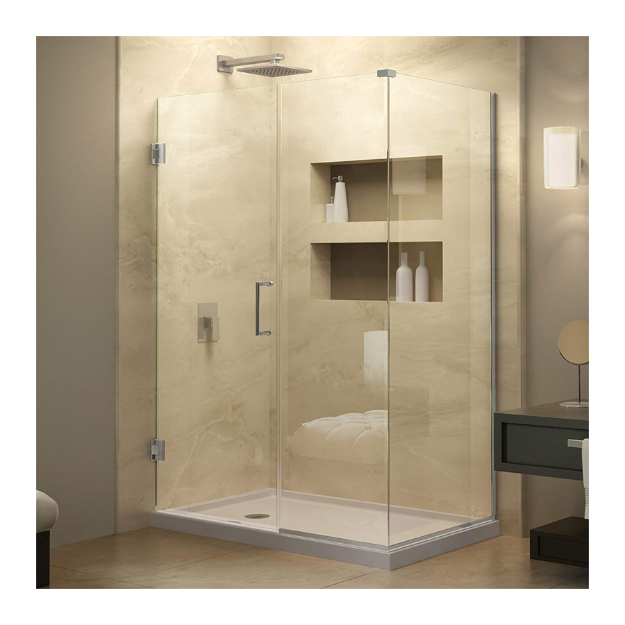 DreamLine Unidoor Plus 56 1/2 in. W x 30 3/8 in. D x 72 in. H Frameless Hinged Shower Enclosure, Clear Glass, Satin Black