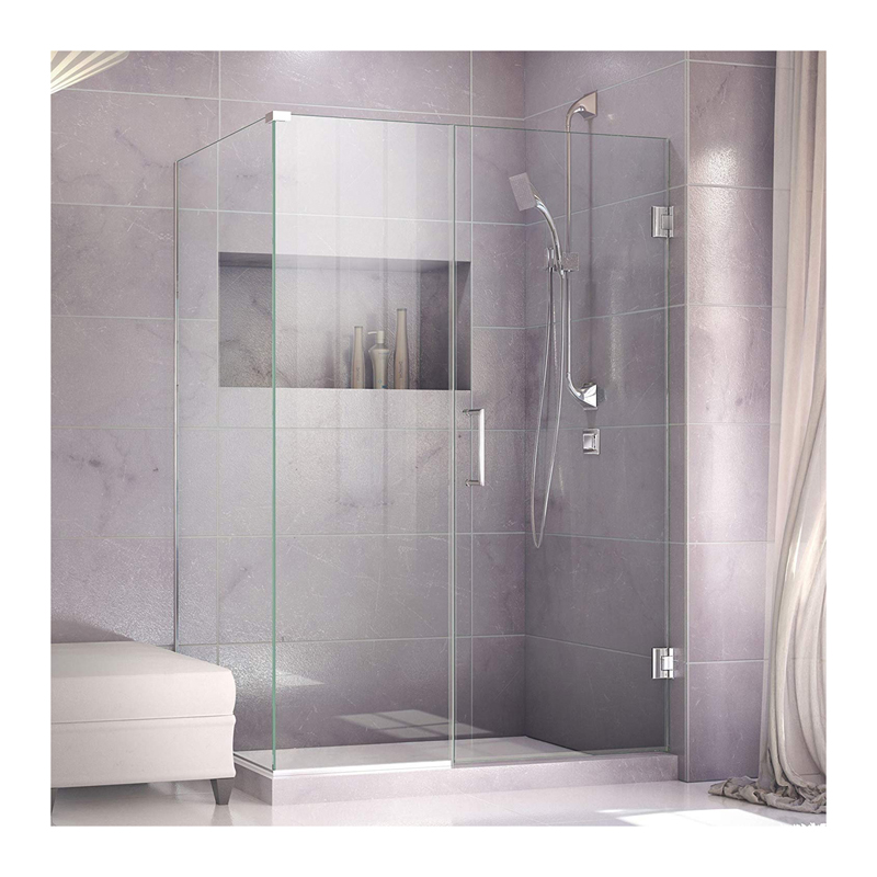 DreamLine Unidoor Plus 54 in. W x 30 3/8 in. D x 72 in. H Frameless Hinged Shower Enclosure, Clear Glass, Satin Black